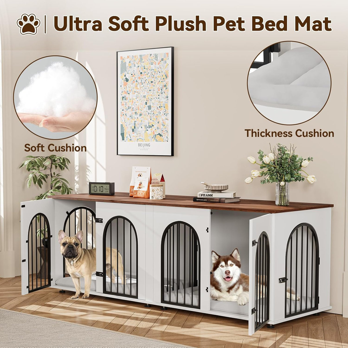 Tucker Murphy Pet™ 71" Dog Kennel Furniture for 2 Large Dogs, Extra ...